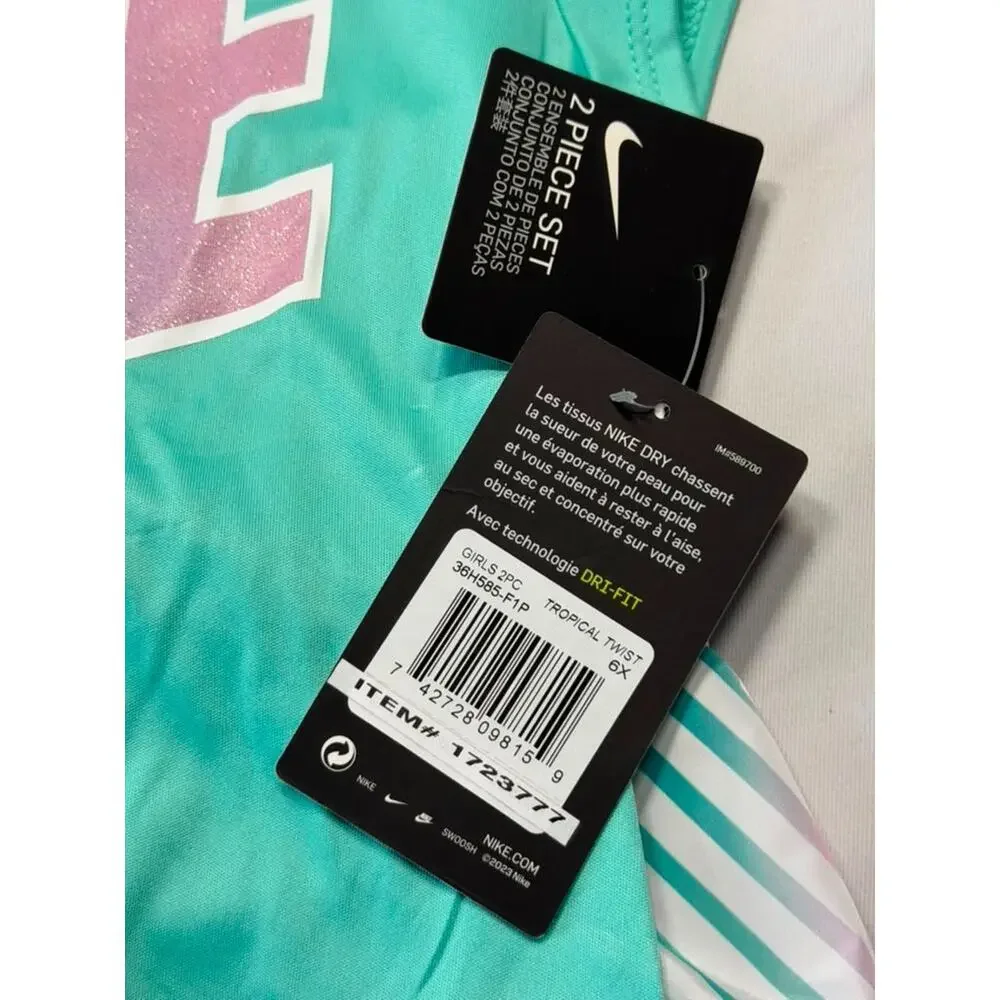 Nike Girls 2-Piece Dri-FIT Performance Set – Tropical Twist – Size 6X